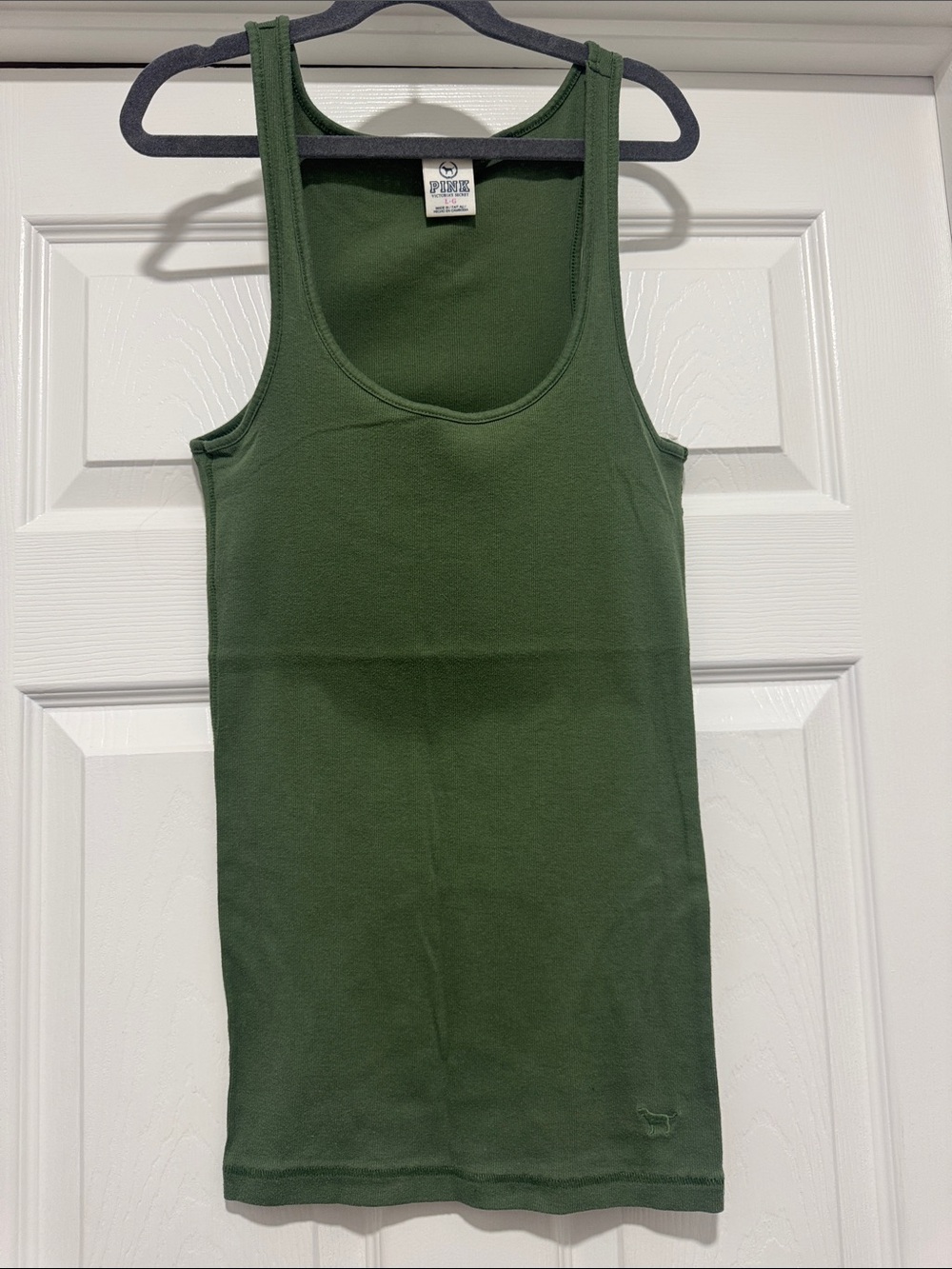 PINK Victoria's Secret Olive Green Ribbed Tank